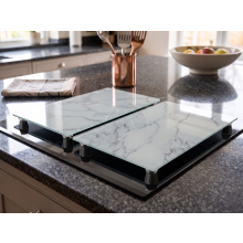 2x Grey Marble Hob Cover with 8 Black Feet 52x30Cm