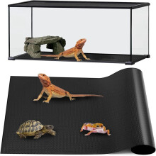 Mata dla Gadów, Podkładka do Terrarium dla Gadów dla Gekona Lamparta, Jaszczurki, Węża, Żółwia, Podłogi dla Gadów 18x72 Cali Czarny