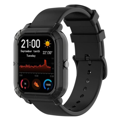 Watch Protector, Transparent TPU Anti-Scratch Protective Case Compatible with  Huami  GTS- Black 2