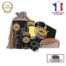 Beard Kit, 6pcs Beard Care Set, Beard Oil, Comb, Brush, Balm, Scissors - Men