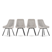 (Fabric, Cream) Set of 4 fabric chairs with metal legs, 85 cm high - NORY