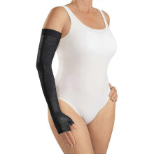 Harmony Lymphedema Compression Arm Sleeve Gauntlet with Silicone Band, 2030 Mmhg Class Ii Black