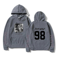 (Dark gray H, M) Fashion Singer Juice Wrld Letter Print Hoodies Harajuku Hip Hop Rapper Hooded Sweatshirt Pullover Autumn Winter Men/women Hoodie Shry