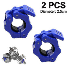 (Blue) 2pc Gym Barbell Clamps Quick Release Barbell Collar Clips For Training