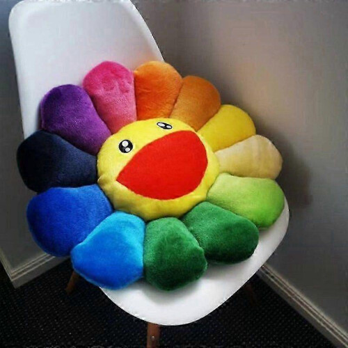 2025 New Rainbow Flower Pillow Plush Stuffed, Colorful Yellow, 40cm 1