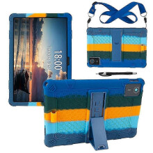 (Colorful Dark Blue) For Lenovo Tab M11 Case Retro Textured Pc Kickstand Silicone Tablet Cover With Shoulder Strap