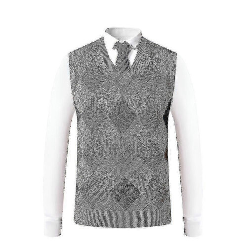 (S, Khaki) Yynuda Mens Cashmere Pullover Wool Blend Sleeveless Knit V-neck Sweater