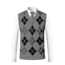 (XL, Grey) Yynuda Mens Cashmere Pullover Wool Blend Sleeveless Knit V-neck Sweater