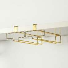 Wine Glass Holder 2pcs Stemware Rack Hanger Under Cabinet Wine Glass Rack Kitchen Hanging Glass Storage Rack Organizer,gold