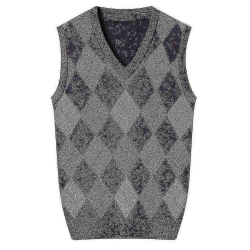 (S, Dark Grey) Yynuda Mens Cashmere Pullover Wool Blend Sleeveless Knit V-neck Sweater
