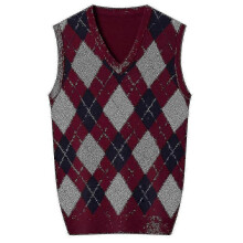 (2XL, Wine red) Yynuda Mens Cashmere Pullover Wool Blend Sleeveless Knit V-neck Sweater