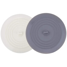 Tubstopper, 6 Inch Siliconen Afvoerplug Haarstopper Platte Zuigafdekking voor Keuken, Badkamer en Wasruimte, Wit+Grijs