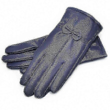 (dark blue) Women's Solid Color Leather Gloves Warm Winter Protection Outdoor Accessories