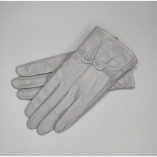 (light grey) Women's Solid Color Leather Gloves Warm Winter Protection Outdoor Accessories