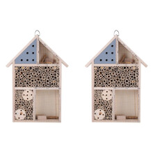 2X Wooden Insect Hotel Bee House Wood Bug Room Hotel Shelter Garden Decoration Nests Box