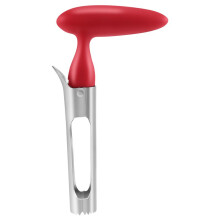2 Pcs  Corer Lever Tool Stainless Steel Pear Fruit Seed Remover  Red Grip with Serrated Blade