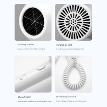 2X GMDQ Hot&Cold Wind Blow Hair Dryer Electric Wall Mount Negative Ion Blower with USB Bracket Black EU Plug