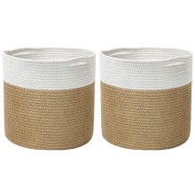 2X Panier de Corde de Rouleau de Coton, Panier de Rangement Tissé Décoratif, Panier à Linge, Adapté Aux Oreillers, Jouets, Vêtements, Serviettes