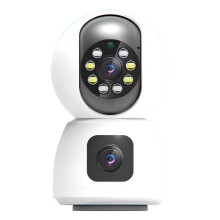 CaméRa IP WiFi HD 1080P Double Objectif Double éCran Moniteur BéBé CaméRa de SéCurité à Domicile PTZ Suivi Automatique CCTV