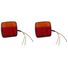 2X 12V LED Square Lamp Two-Color Tail Lamp Universal Car Supplies Red Cover