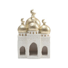 (Style A) Hollow Out Design Mosque Sculpture Middle Eastern Stylish Resin Castles Home Art For Living Room Bedroom Shelf Display Multicolor