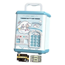(13.5cmx11.5cmx18cm, Cinnamon Dog) Atm Piggy Bank For Kids Educational Fingerprint Recognition Educational Toys Kuromi