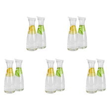 10Pcs 0.6L Plastic Water Carafes with White Flip Tab Lids- Food Grade & Recyclable Shatterproof Pitchers - Juice Jar