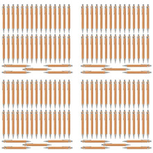 140 Pezzi di Forniture per Ufficio e Scuola Penna Sostenibile nel Bambù Penna un Sfera Retrattile Strumento di Scrittura (Inchiostro Nero)