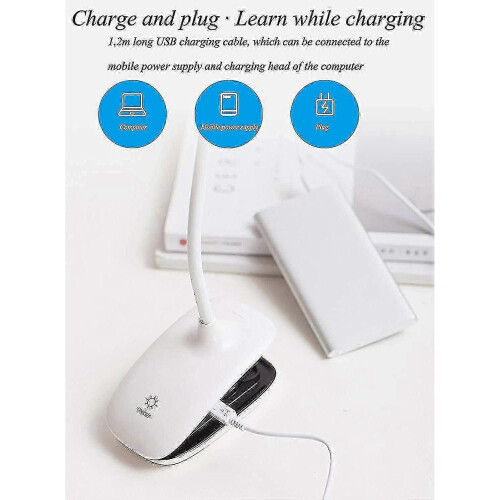 (White) Led Clip-on Reading Lamp Dimmable Eye Protection Table Lamp 1
