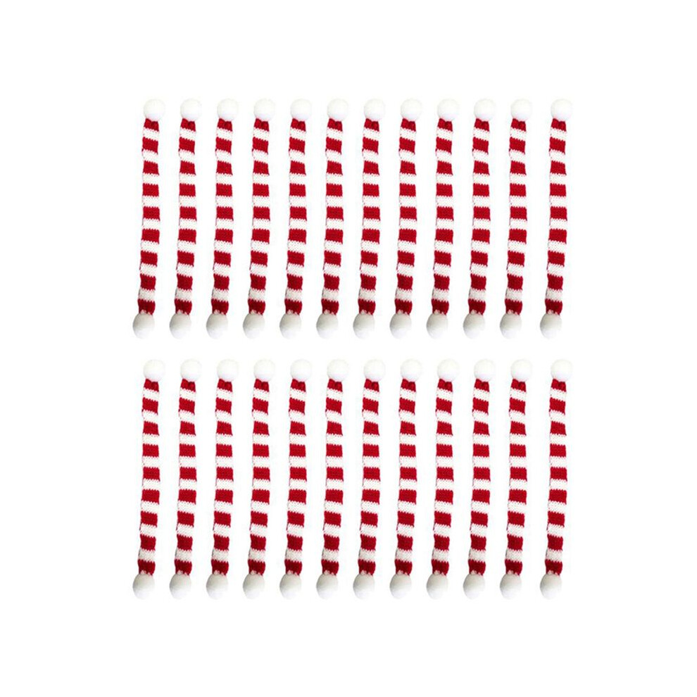 Istovo Red/White 24Pcs And Christmas Scarf Christmas Stripes Wine Bottle Knit Scarf Doll Xmas Party Decoration Cover