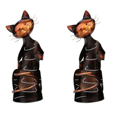 2X Weinhalter im Katzenform, Weinhalter im Katzenform, Metall, Dekorativer Katzen-Weinflaschenhalter, Skulptur