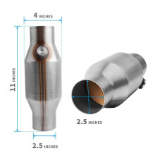 6 Stuks 2,5 Inch Gesponnen Universele Katalysator High Flow Roestvrij Staal 425250 Uitlaatkatalysator