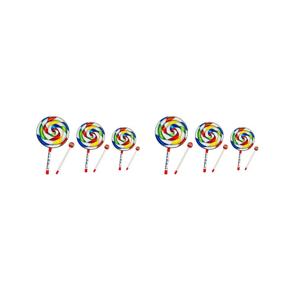 2X Orff Instruments Lollipop Drums 6/8/10 Inch Three Size Dance Props Percussion Instruments Hand Drum Education Toys 4712294045303
