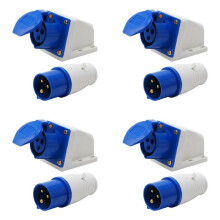 4X Presa di Corrente Impermeabile con Connessione Integrata da 16 Amp 3 Pin