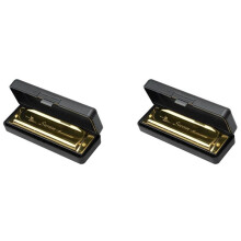 2X Swan Harmonica 10 Holes Key of C GOLDEN with Case Blues Harp Metal Steel New