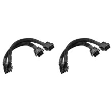 2X Cabo Adaptador de Alimentação GPU Duplo de 6 Pinos Fêmea para 8 Pinos Macho com Manga Trançada Cabo de Manga de Alimentação de 20 cm