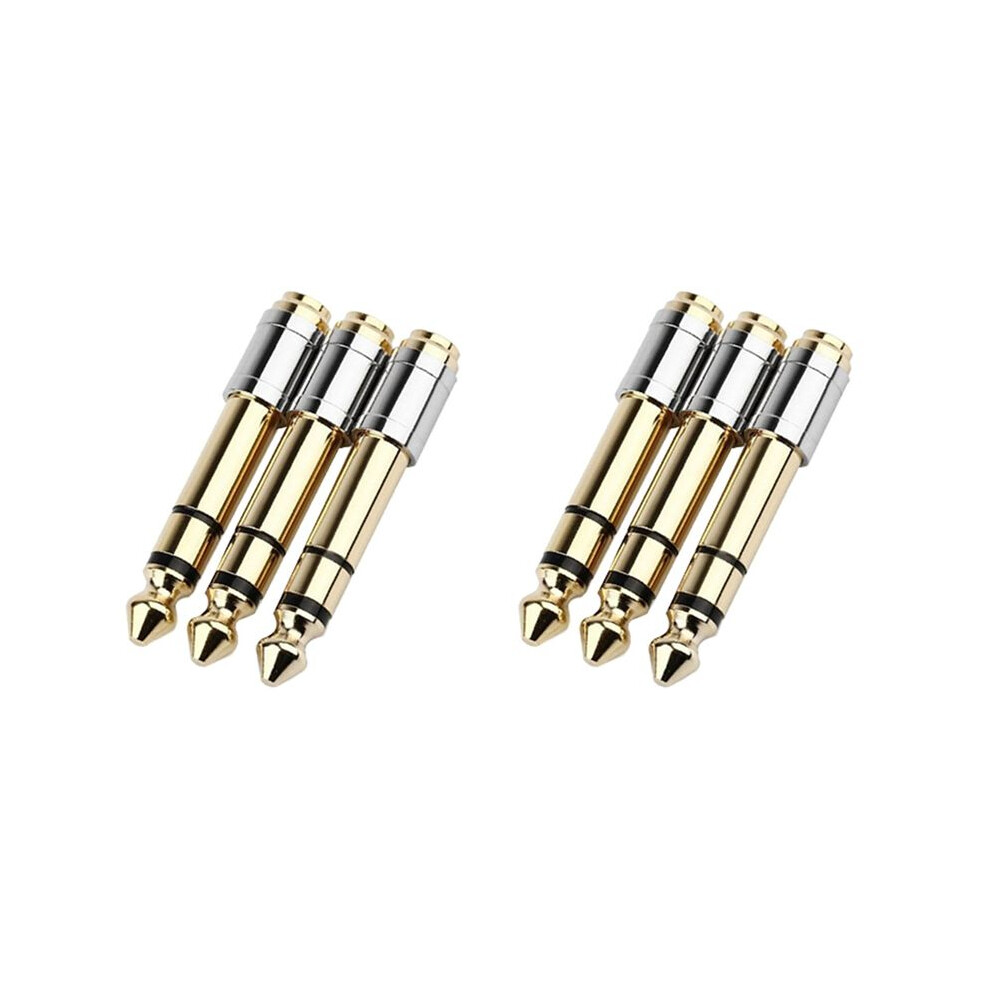6Pc 6.35Mm To 3.5Mm Converters 1/4Inch Male 1/8Inch Female 6.35 To 3.5 Jack Headphone Audio Adapter Microphone Connector Gold 4711578644119