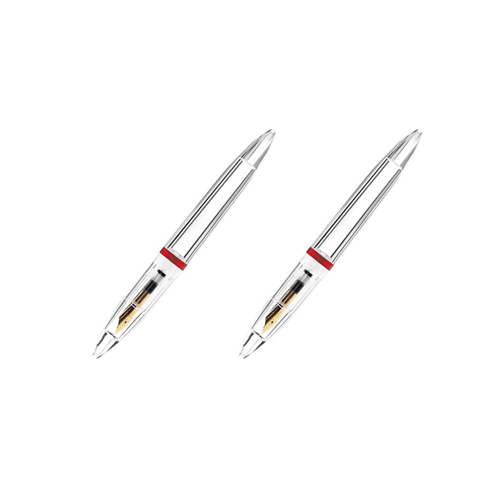 2Pcs 0.5Mm Nib Fountain Pen With Eyedropper High Capacity Transparent Pens Office School Supplies Red 6034002904206