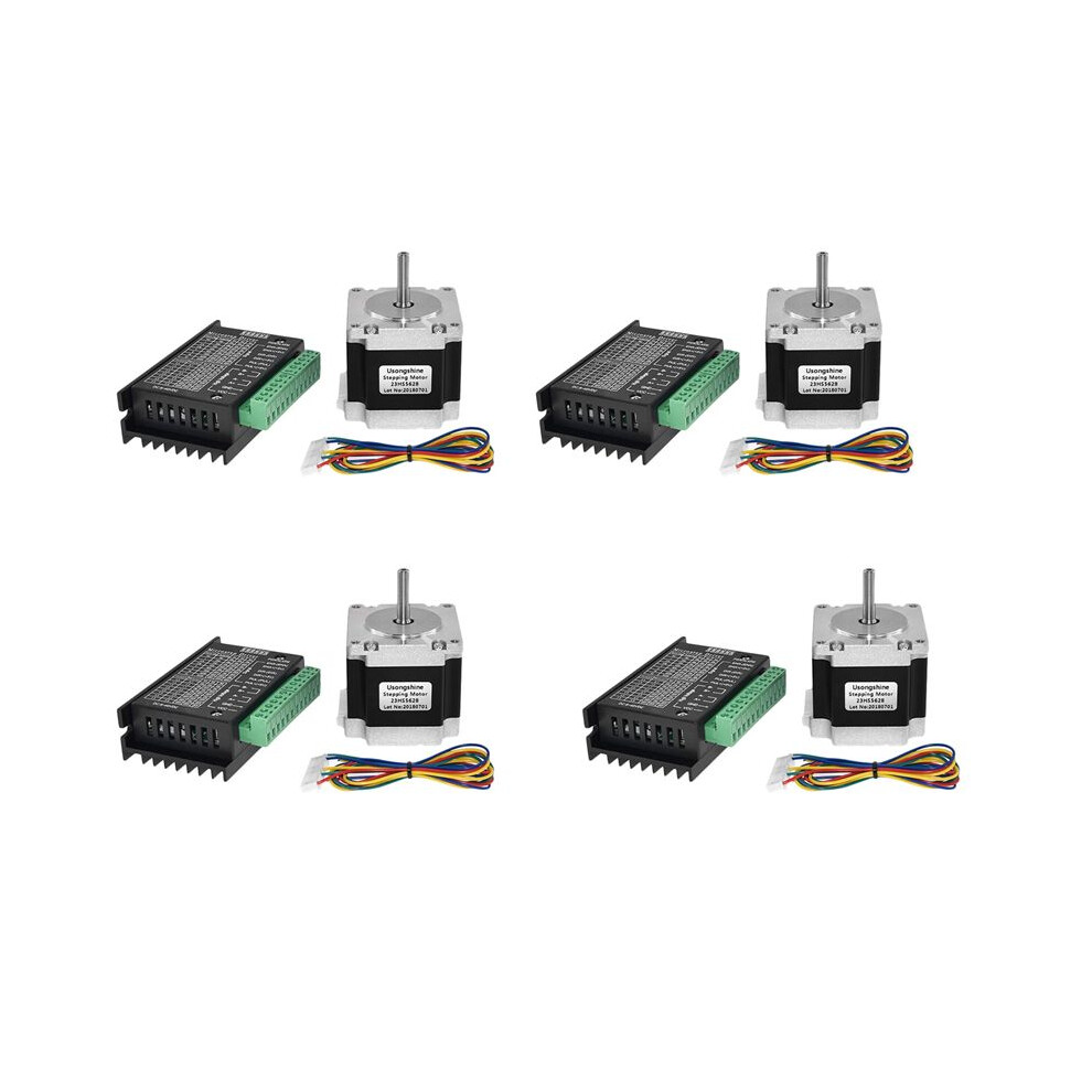 4X Nema 23 23Hs5628 Stepper Motor 57 Motor 2.8A With Tb6600 Stepper Motor Driver Nema17 23 For Cnc (6.35Mm) Black/Silver 4711628349179