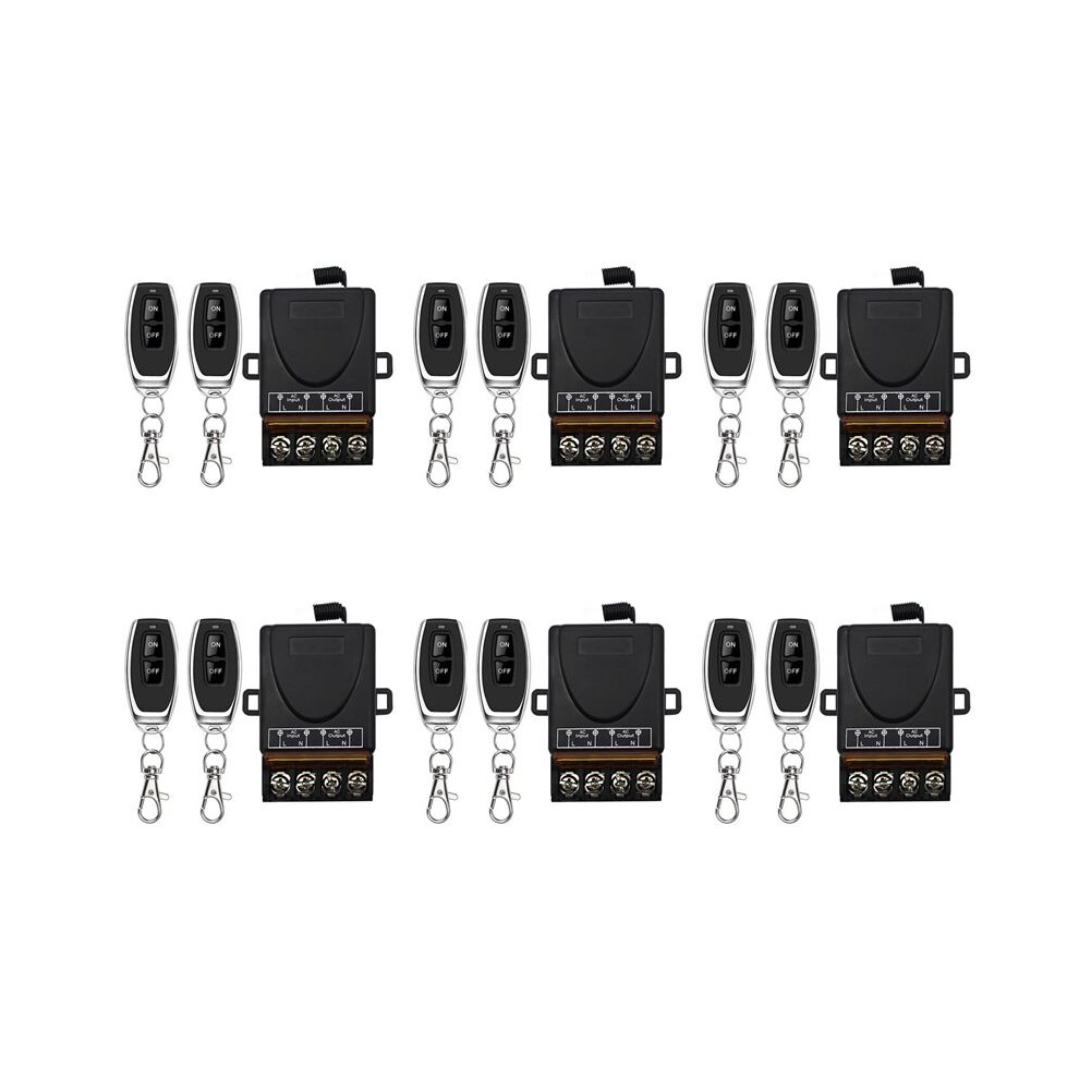 6X Ac 220V 30A 1Ch 433Mhz Wireless Remote Control Rf Relay Receiver + /Off Transmitter 4713703300303