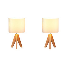 2X Stativ-Tischlampe, Süße Nachttischlampe mit Lampenschirm, Nachttischlampe für Schlafzimmer, Kinderzimmer, Wohnzimmer, Holzsockel