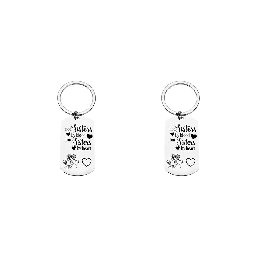 2X For Women Teen Girls Sister Keychain Friendship Gifts For Birthday Gifts-Not By Blood But By Heart 6031969022714