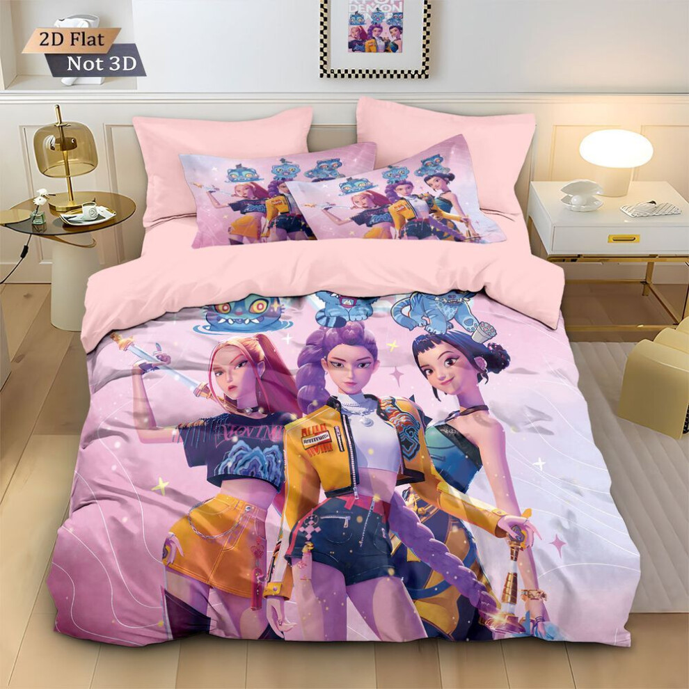 Hewisy (Single 135*200Cm) Duvet Cover For Kpop Demon Hunters Series Printed Bedding Cartoon Pillowcase Style 18