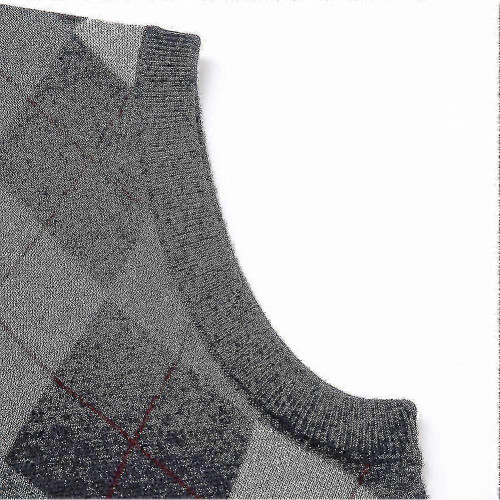 (S, Dark Grey) Yynuda Mens Cashmere Pullover Wool Blend Sleeveless Knit V-neck Sweater 1