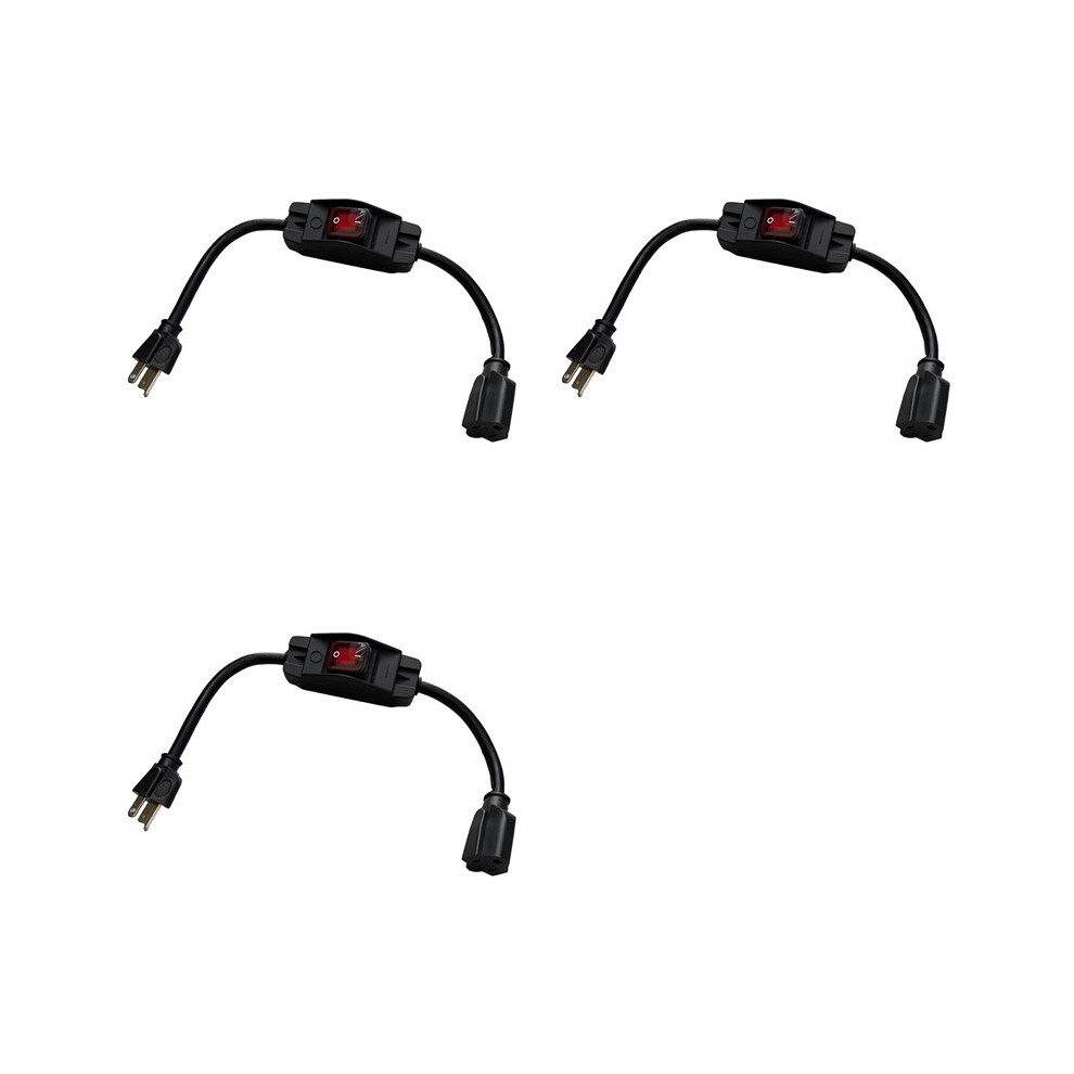 3 Prong Extension Cord With Waterproof 1875W Heavy Duty Extension Cord With 14Awg 1.5Ft, 3 Pack Us Plug 6031002812036
