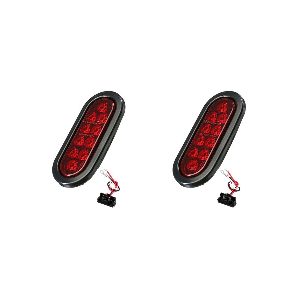 2X Car Oval 10Led Bulbs Brake S With Plug12v Turn Signal S Universal For Most Cars Trucks Trailer Light/Red 4713787295045