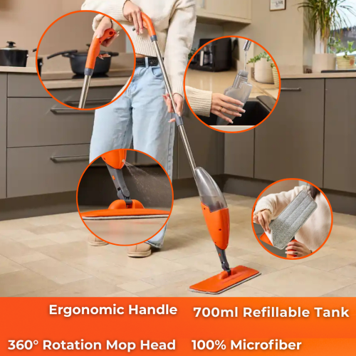 Flash Spray Mop 700ml Refillable Tank Rotating 2