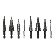 8Pcs 3-12 4-12 4-20mm HSS Straight  Step Drill Bit Nitride Twist Drill Wood Metal Hole Cutter Core Drilling Tools