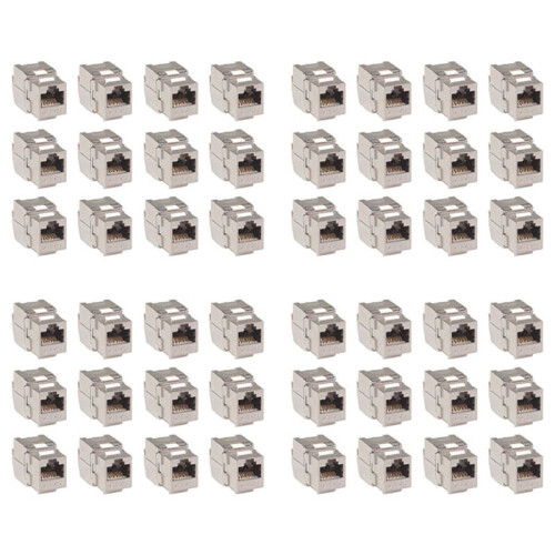 48 Pcs RJ45  Cat7 Cat6A Shielded FTP Zinc Alloy Module Network  Jack Connector Adapter 10GB Network