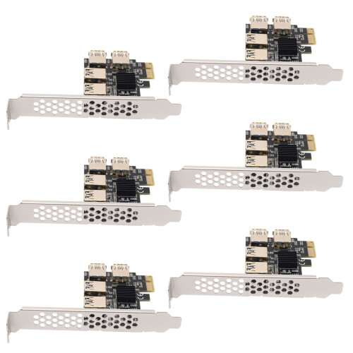6X New 4  PCIe Riser Adapter Board PCI-E 1X to 4 USB 3.0 PCI-E Rabbet GPU Riser Extender Ethereum ETH/Monero XMR